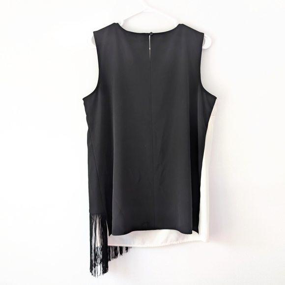 Calvin Klein Asymmetrical Sleeveless Fringe Top In Size Large - Picture 9 of 12